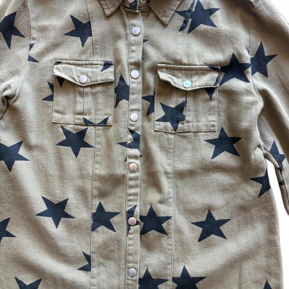 Macaron Star Print Lightweight Button Up Jacket - Picture 3 of 4